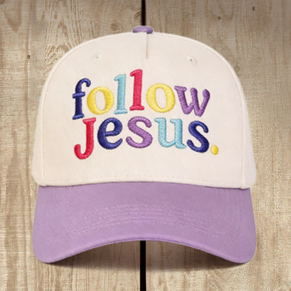 Christianartworkshop Follow Jesus Multicolored Structured Baseball Cap: Wear the Call of the Gospel - Purple - image 0
