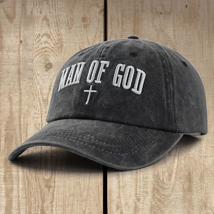 Christianartworkshop Man of God Washed Cotton Baseball Cap: Wear Your Divine Identity with Pride - Black - image 0