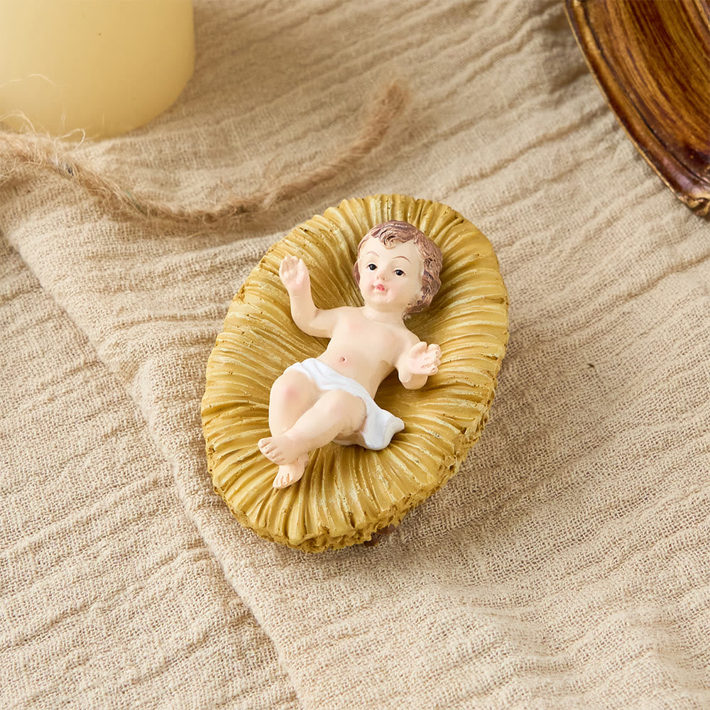 Christianartworkshop Lifelike Infant Jesus Manger Figurine Collection: A Symbol of the Sacred Miracle of Birth - Naked Holy Infant with Oval Base - image 0