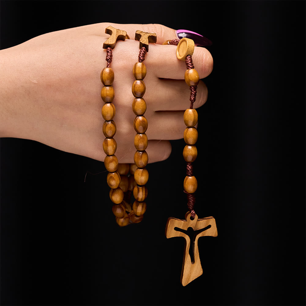 Christianartworkshop Handcrafted Wooden Rosary with Carved Cross: Embody Devotion and Timeless Prayer - image 1