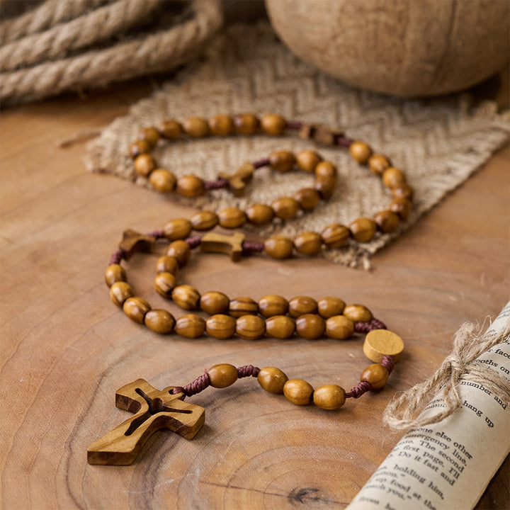 Christianartworkshop Handcrafted Wooden Rosary with Carved Cross: Embody Devotion and Timeless Prayer - image 3