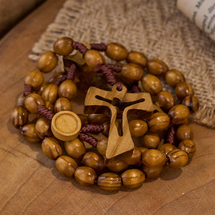 Christianartworkshop Handcrafted Wooden Rosary with Carved Cross: Embody Devotion and Timeless Prayer - image 5