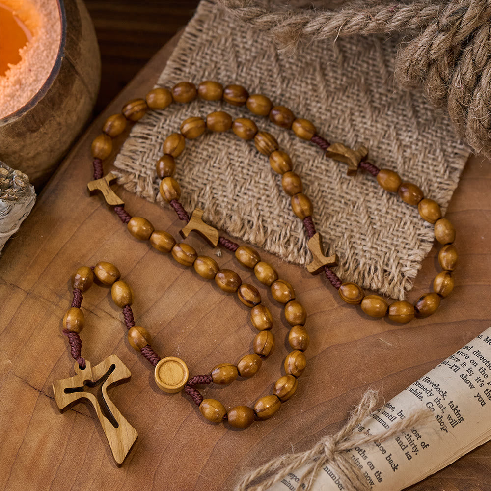Christianartworkshop Handcrafted Wooden Rosary with Carved Cross: Embody Devotion and Timeless Prayer - image 2