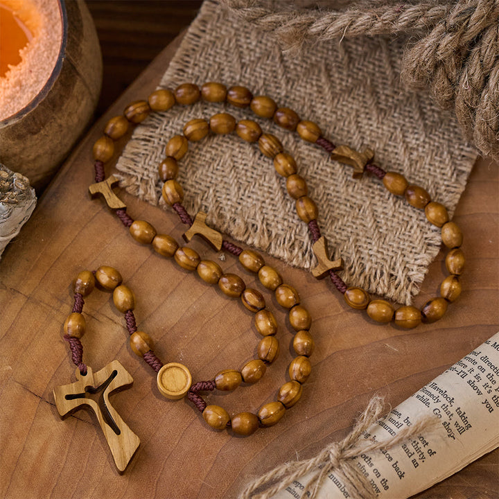 Christianartworkshop Handcrafted Wooden Rosary with Carved Cross: Embody Devotion and Timeless Prayer - image 2