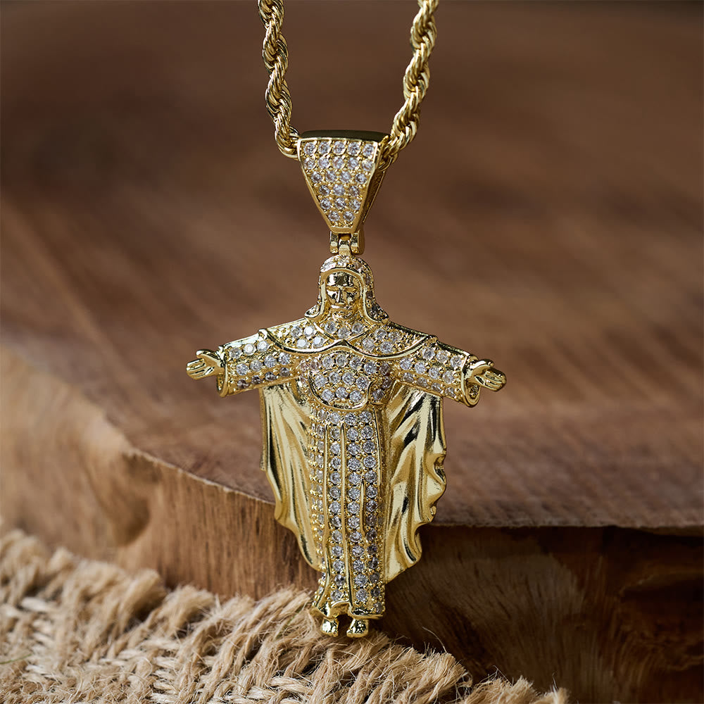 Christianartworkshop Iced Out Jesus Cross Pendant Necklace with Gift Box: Embody Divine Power and Bold Faith - image 4