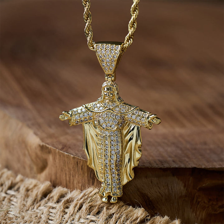 Christianartworkshop Iced Out Jesus Cross Pendant Necklace with Gift Box: Embody Divine Power and Bold Faith - image 4