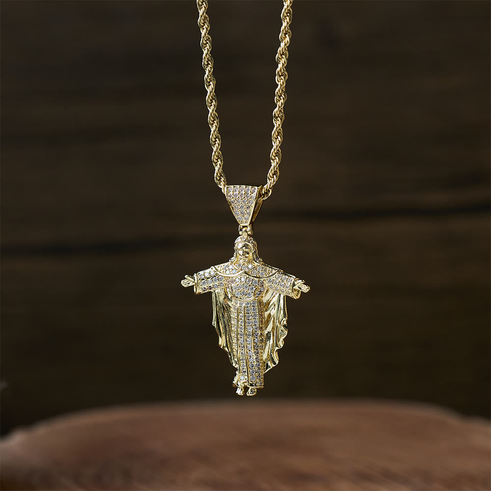 Christianartworkshop Iced Out Jesus Cross Pendant Necklace with Gift Box: Embody Divine Power and Bold Faith - image 1