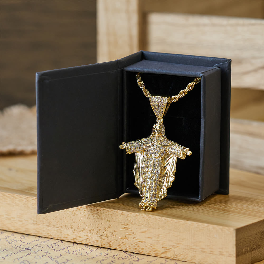 Christianartworkshop Iced Out Jesus Cross Pendant Necklace with Gift Box: Embody Divine Power and Bold Faith - Jesus Cross - image 0