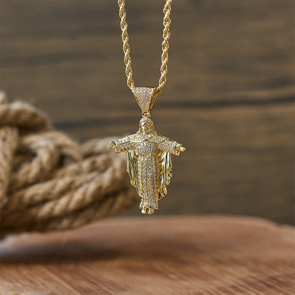 Christianartworkshop Iced Out Jesus Cross Pendant Necklace with Gift Box: Embody Divine Power and Bold Faith - image 3