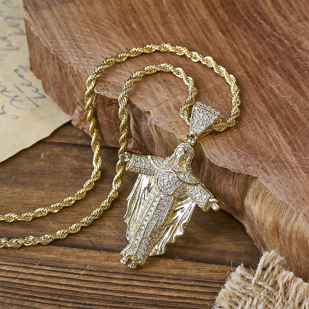 Christianartworkshop Iced Out Jesus Cross Pendant Necklace with Gift Box: Embody Divine Power and Bold Faith - image 5