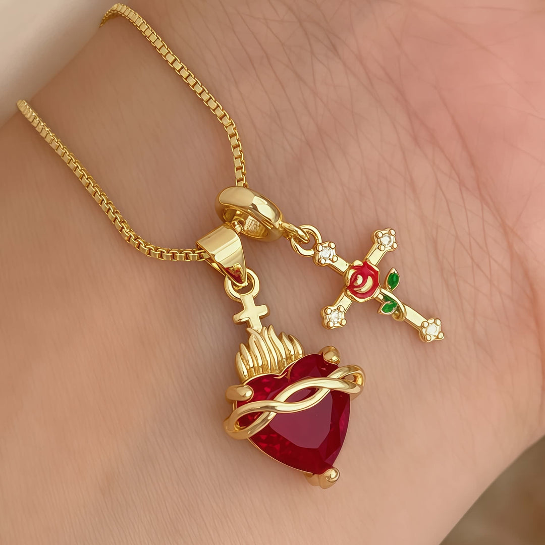 FREE Today: Sacred Heart & Rose Cross Pendant Necklace: Embody Divine Love and Redemptive Grace - Sacred Heart - image 0