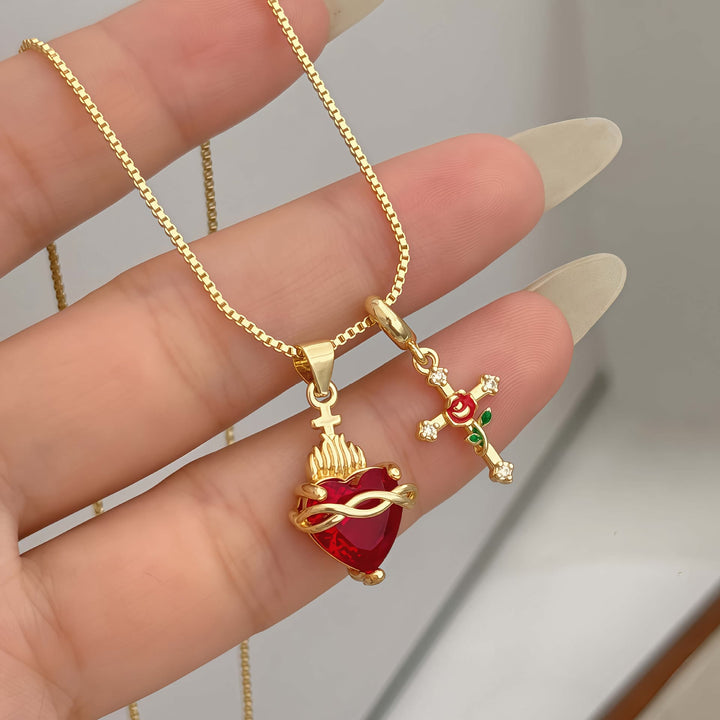 FREE Today: Sacred Heart & Rose Cross Pendant Necklace: Embody Divine Love and Redemptive Grace - image 1