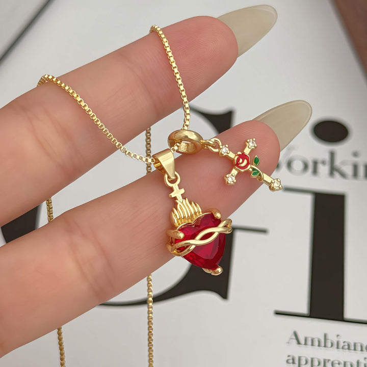 FREE Today: Sacred Heart & Rose Cross Pendant Necklace: Embody Divine Love and Redemptive Grace - image 2