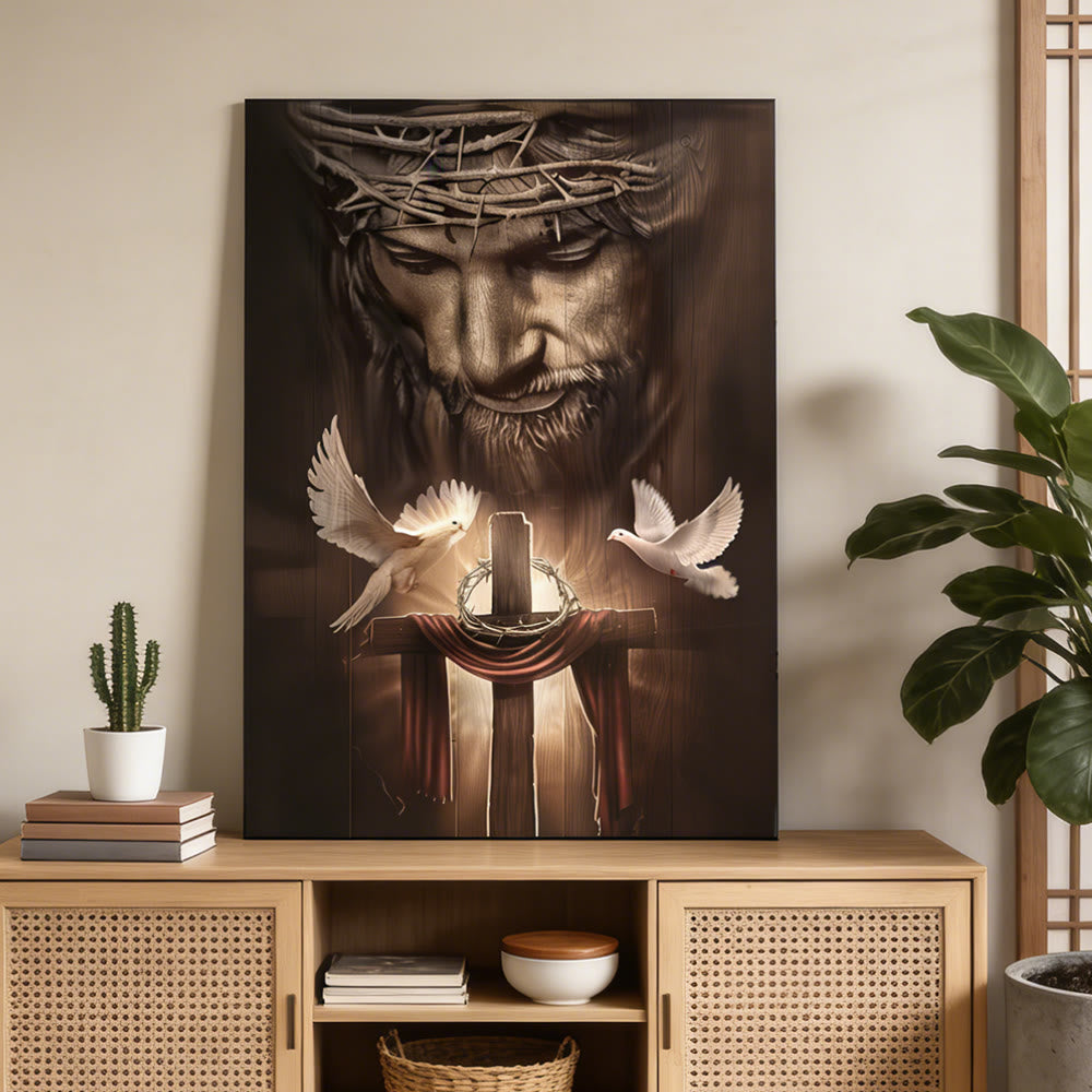 Christianartworkshop Sacred Sacrifice & Dove Wall Art Print: A Symbol of Redemptive Love and Peace - image 2