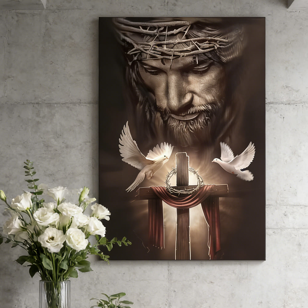 Christianartworkshop Sacred Sacrifice & Dove Wall Art Print: A Symbol of Redemptive Love and Peace - image 1