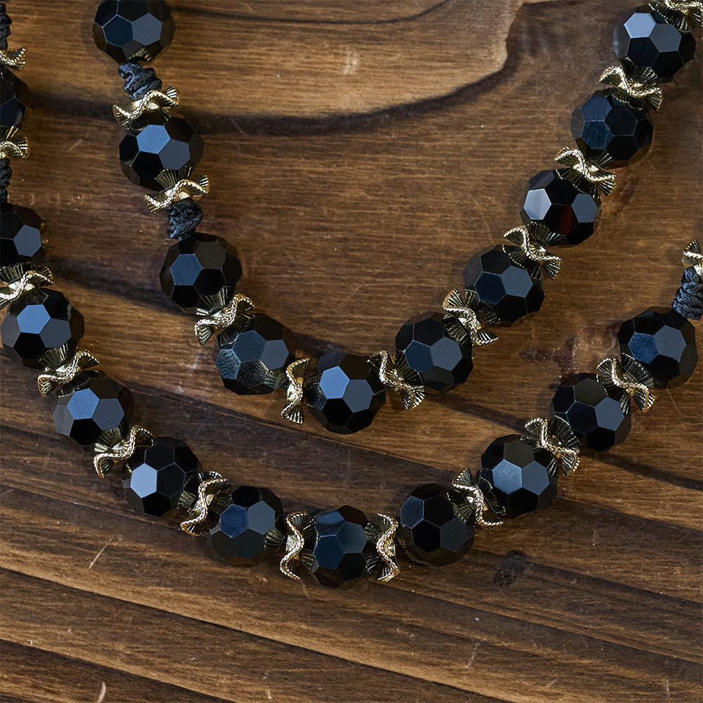 Christianartworkshop Elegant Black Faceted Glass Rosary with Our Lady Red Enamel Cross - image 7