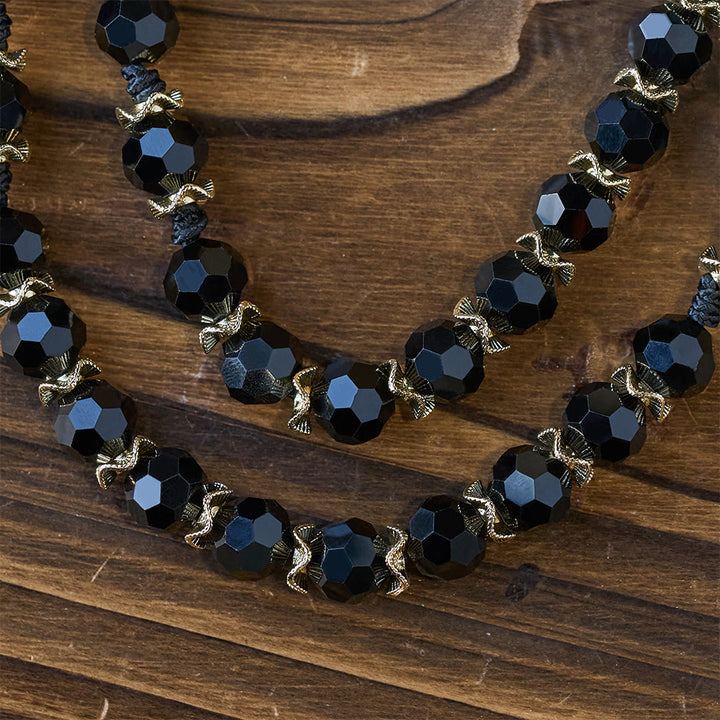 Christianartworkshop Elegant Black Faceted Glass Rosary with Our Lady Red Enamel Cross - image 7