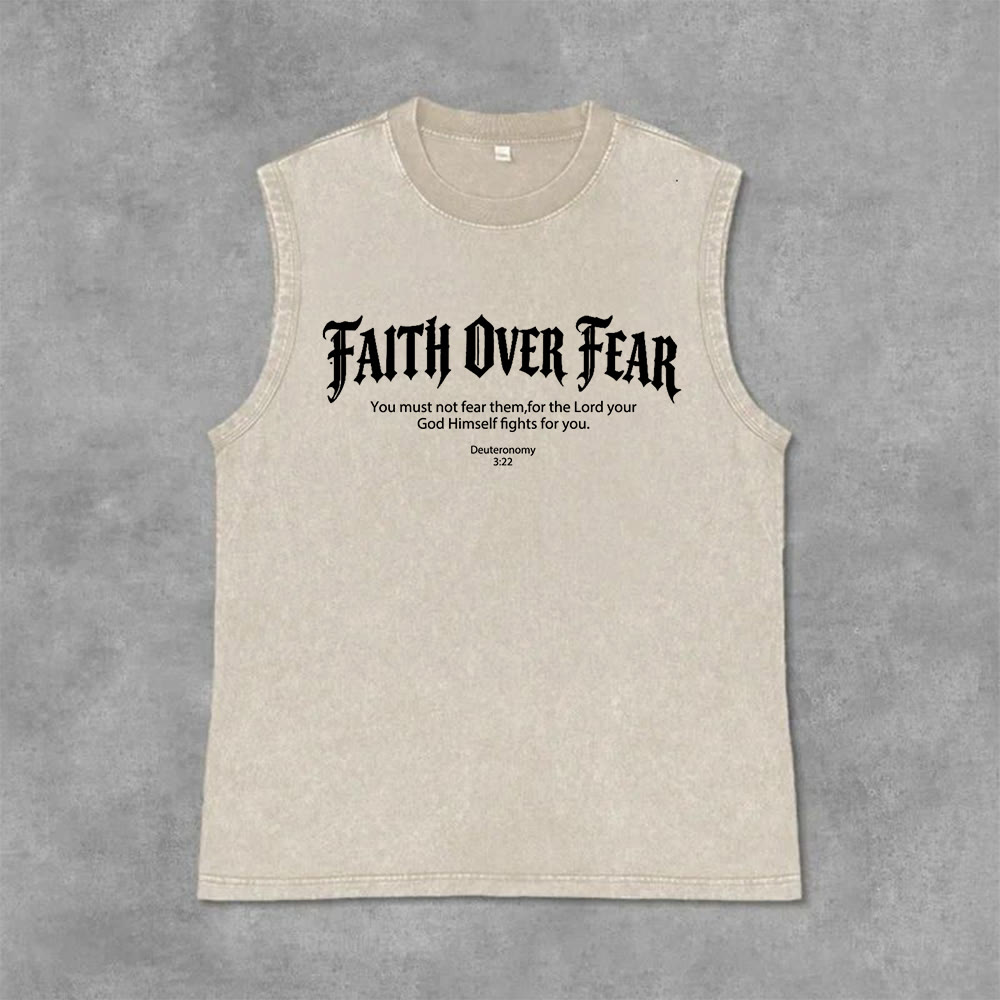Christianartworkshop Faith Over Fear Crown of Thorns Unisex Washed Tank Top - image 29