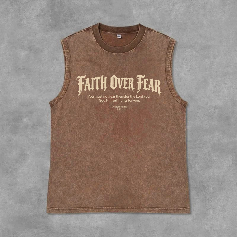 Christianartworkshop Faith Over Fear Crown of Thorns Unisex Washed Tank Top - image 15