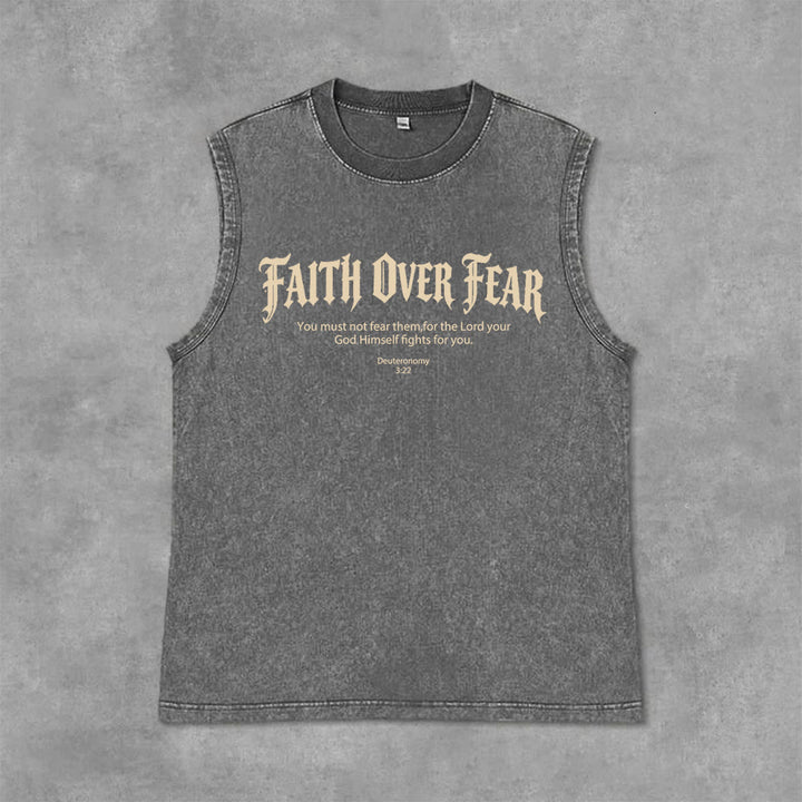 Christianartworkshop Faith Over Fear Crown of Thorns Unisex Washed Tank Top - image 3