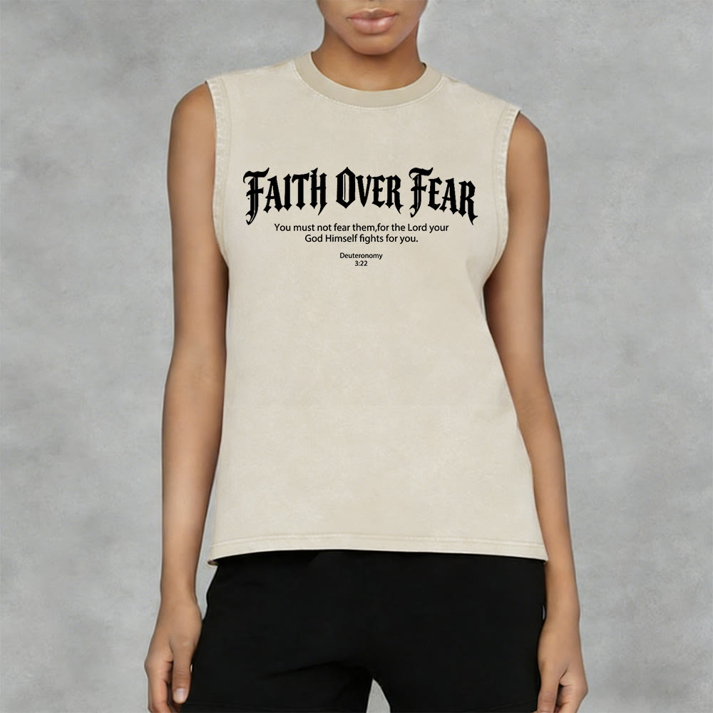 Christianartworkshop Faith Over Fear Crown of Thorns Unisex Washed Tank Top - image 33