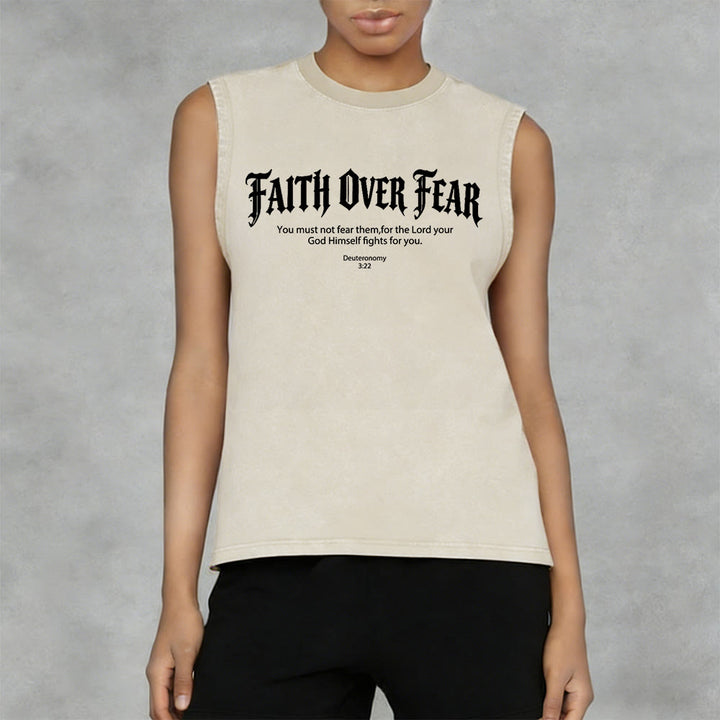 Christianartworkshop Faith Over Fear Crown of Thorns Unisex Washed Tank Top - image 33