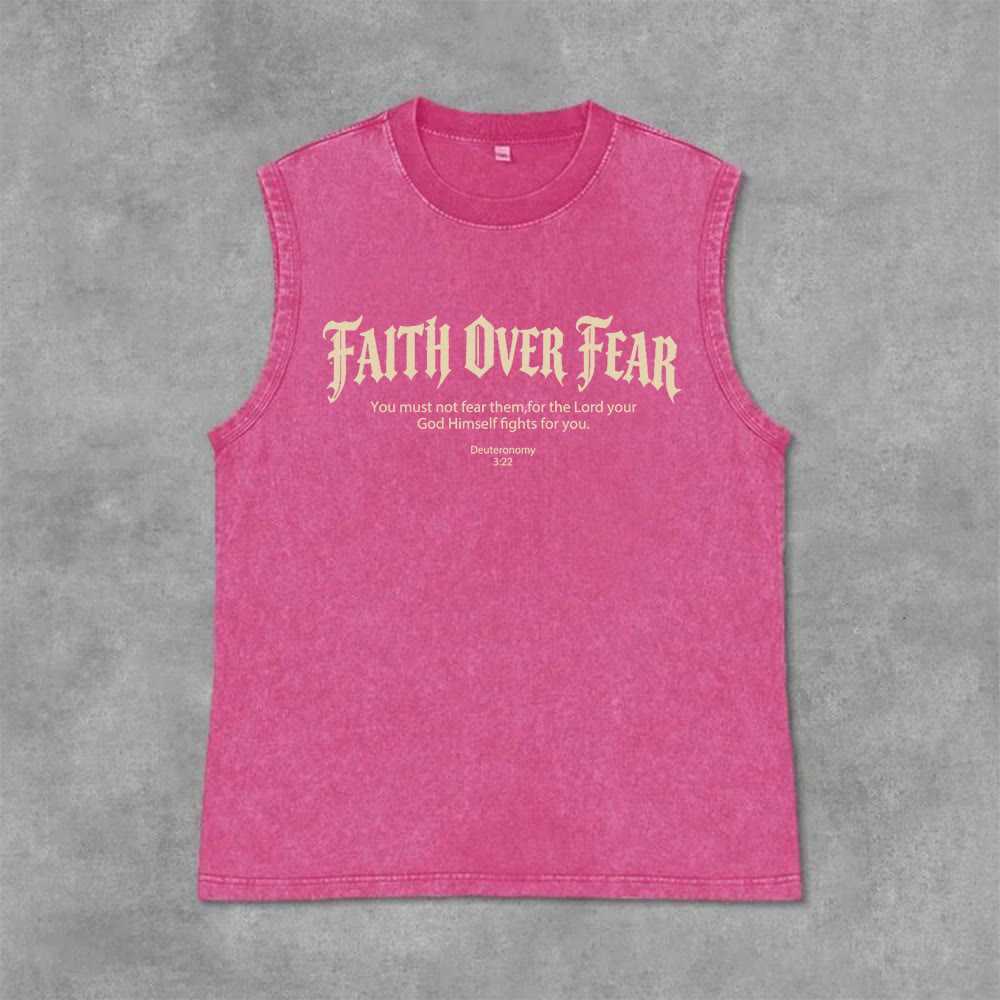 Christianartworkshop Faith Over Fear Crown of Thorns Unisex Washed Tank Top - image 8
