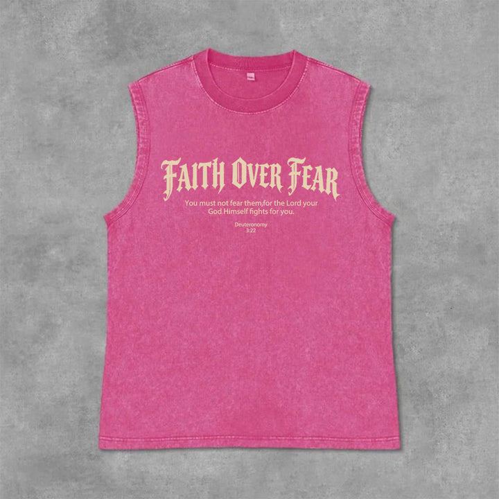 Christianartworkshop Faith Over Fear Crown of Thorns Unisex Washed Tank Top - image 8