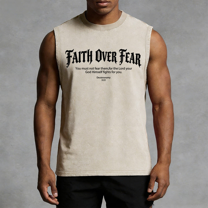Christianartworkshop Faith Over Fear Crown of Thorns Unisex Washed Tank Top - image 31