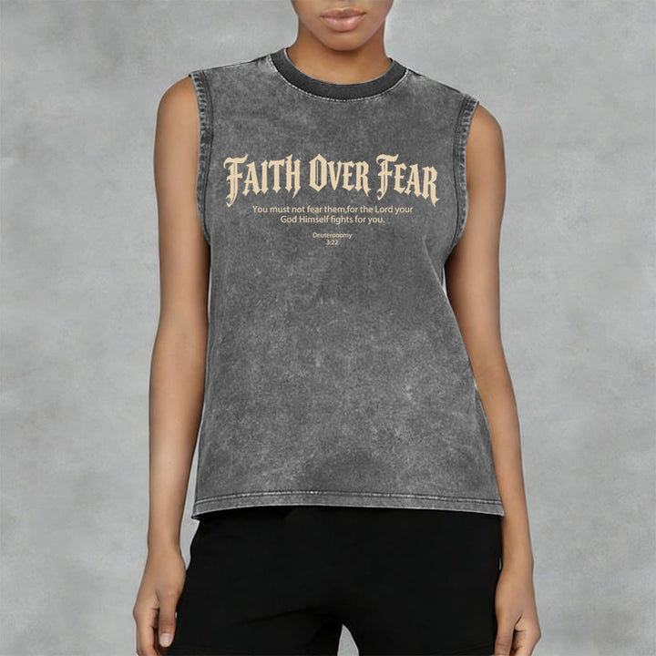 Christianartworkshop Faith Over Fear Crown of Thorns Unisex Washed Tank Top - image 5