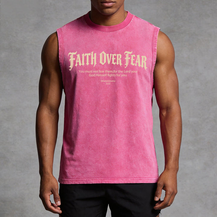 Christianartworkshop Faith Over Fear Crown of Thorns Unisex Washed Tank Top - image 10
