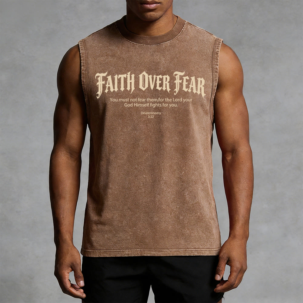 Christianartworkshop Faith Over Fear Crown of Thorns Unisex Washed Tank Top - image 17