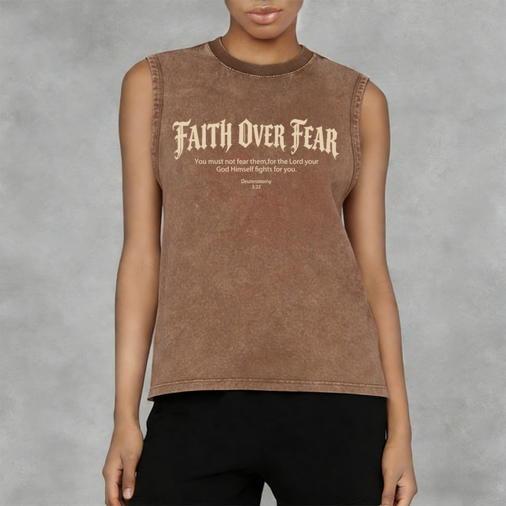 Christianartworkshop Faith Over Fear Crown of Thorns Unisex Washed Tank Top - image 19