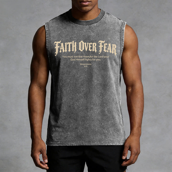 Christianartworkshop Faith Over Fear Crown of Thorns Unisex Washed Tank Top - image 1