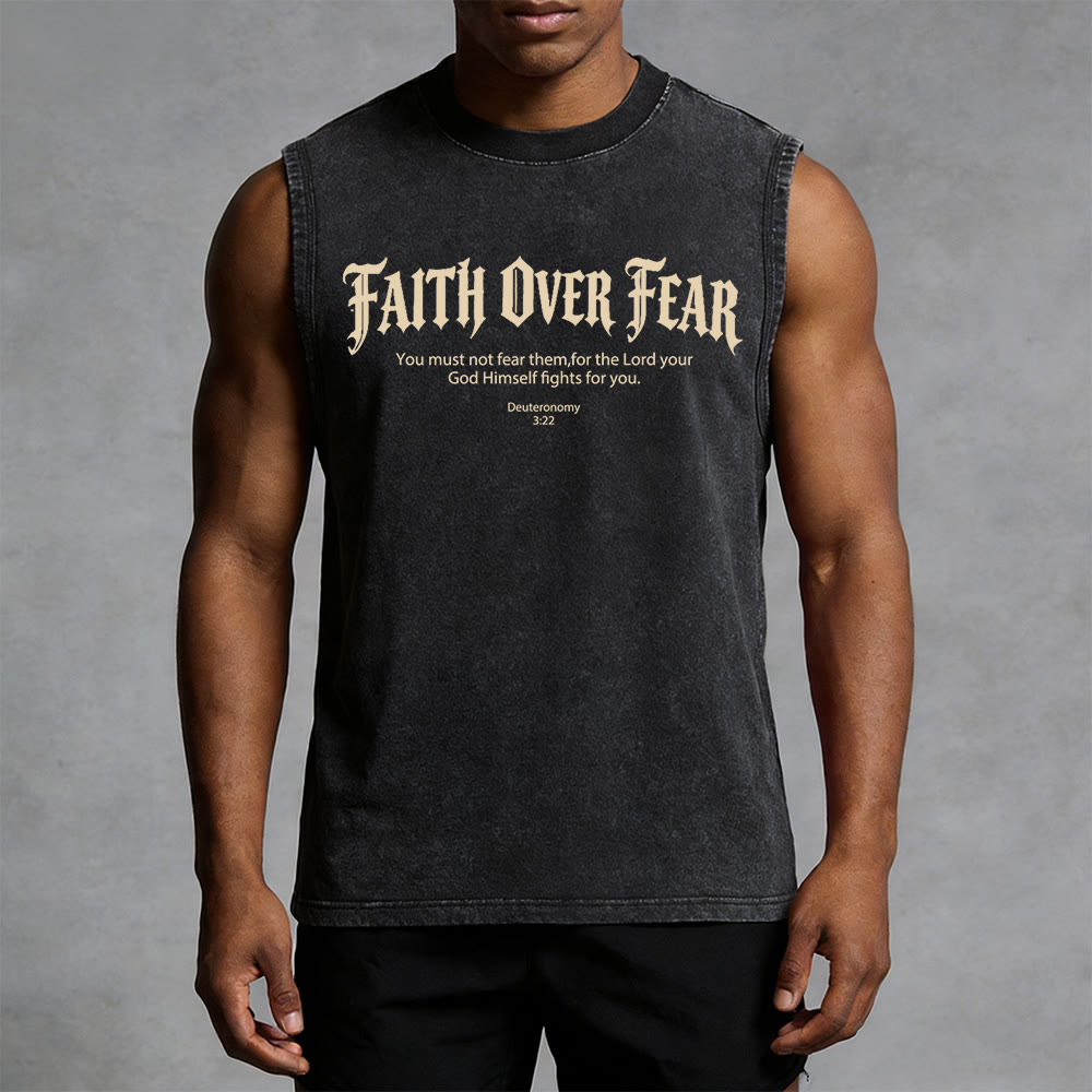 Christianartworkshop Faith Over Fear Crown of Thorns Unisex Washed Tank Top - image 24