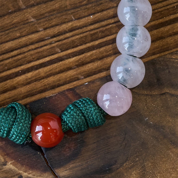 Christianartworkshop Wearable Faith Pink Quartz & Red Agate Pocket Rosary with Our Lady Charm - image 7