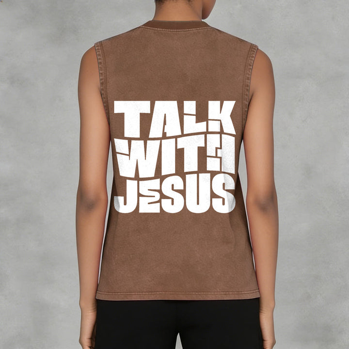 Christianartworkshop Talk With Jesus Block Letter Unisex Washed Tank Top: A Symbol of Daily Devotion - image 27