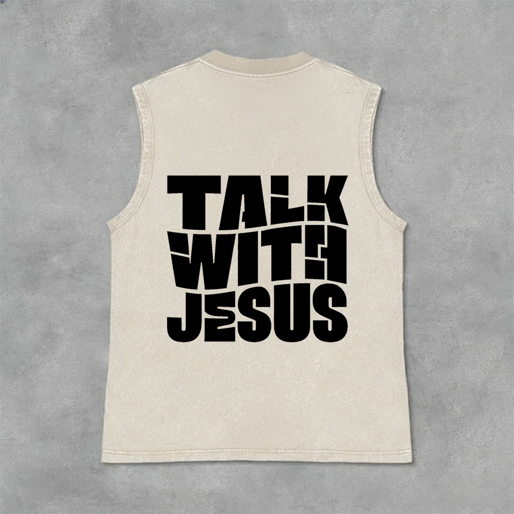 Christianartworkshop Talk With Jesus Block Letter Unisex Washed Tank Top: A Symbol of Daily Devotion - image 2