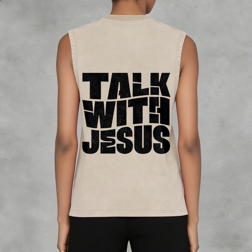 Christianartworkshop Talk With Jesus Block Letter Unisex Washed Tank Top: A Symbol of Daily Devotion - image 6