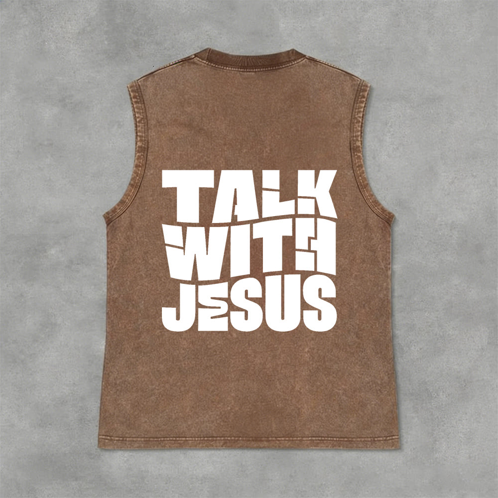 Christianartworkshop Talk With Jesus Block Letter Unisex Washed Tank Top: A Symbol of Daily Devotion - image 23
