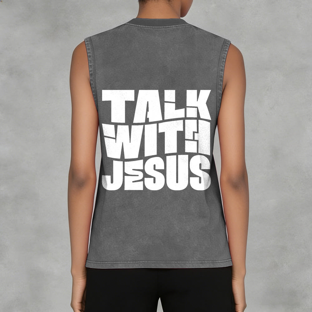 Christianartworkshop Talk With Jesus Block Letter Unisex Washed Tank Top: A Symbol of Daily Devotion - image 20