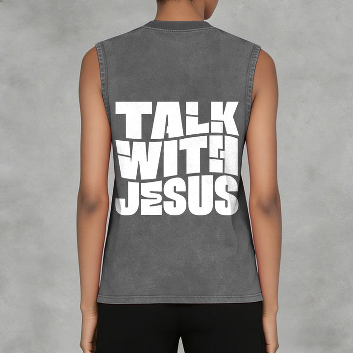 Christianartworkshop Talk With Jesus Block Letter Unisex Washed Tank Top: A Symbol of Daily Devotion - image 20