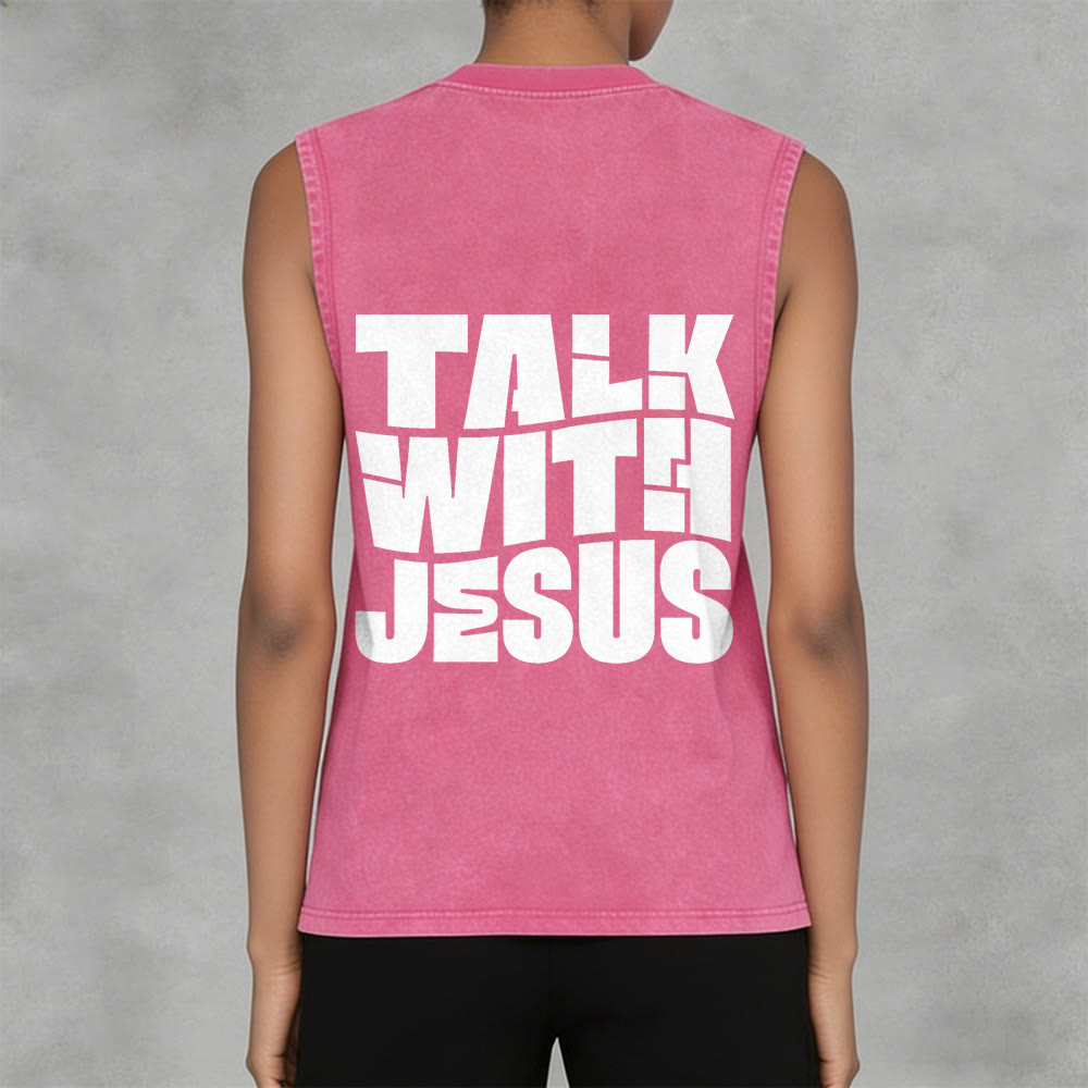 Christianartworkshop Talk With Jesus Block Letter Unisex Washed Tank Top: A Symbol of Daily Devotion - image 13