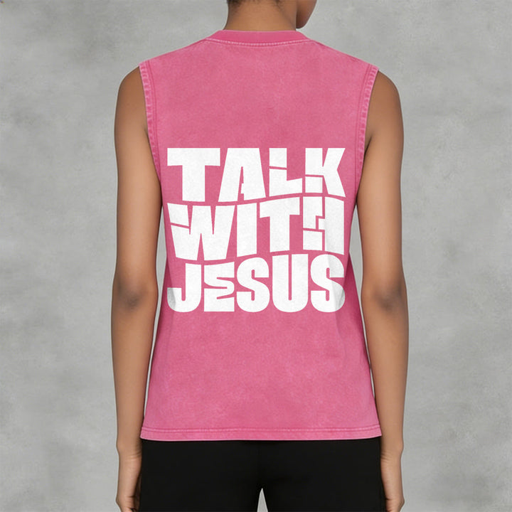 Christianartworkshop Talk With Jesus Block Letter Unisex Washed Tank Top: A Symbol of Daily Devotion - image 13