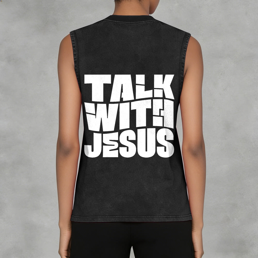 Christianartworkshop Talk With Jesus Block Letter Unisex Washed Tank Top: A Symbol of Daily Devotion - image 34