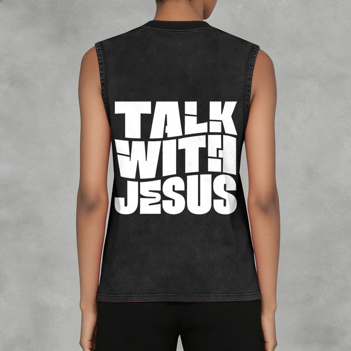 Christianartworkshop Talk With Jesus Block Letter Unisex Washed Tank Top: A Symbol of Daily Devotion - image 34