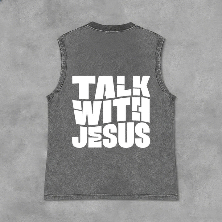 Christianartworkshop Talk With Jesus Block Letter Unisex Washed Tank Top: A Symbol of Daily Devotion - image 16