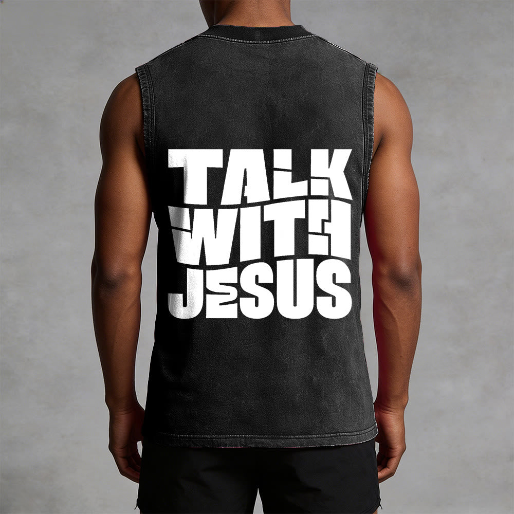 Christianartworkshop Talk With Jesus Block Letter Unisex Washed Tank Top: A Symbol of Daily Devotion - image 32