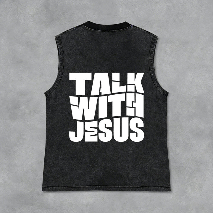 Christianartworkshop Talk With Jesus Block Letter Unisex Washed Tank Top: A Symbol of Daily Devotion - image 30