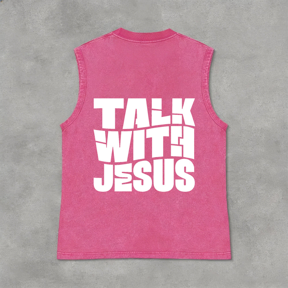Christianartworkshop Talk With Jesus Block Letter Unisex Washed Tank Top: A Symbol of Daily Devotion - image 9